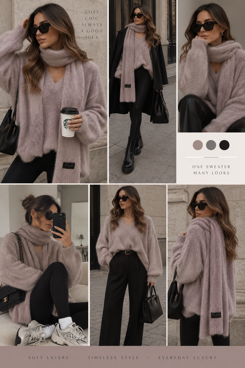 Alpaka Damenpullover mit Schal – kuscheliges 2-teiliges Set
