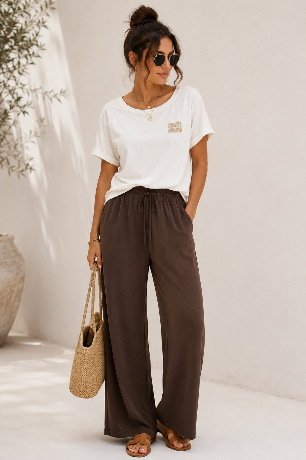 Palazzo-Hose aus Viskose – Made in Italy