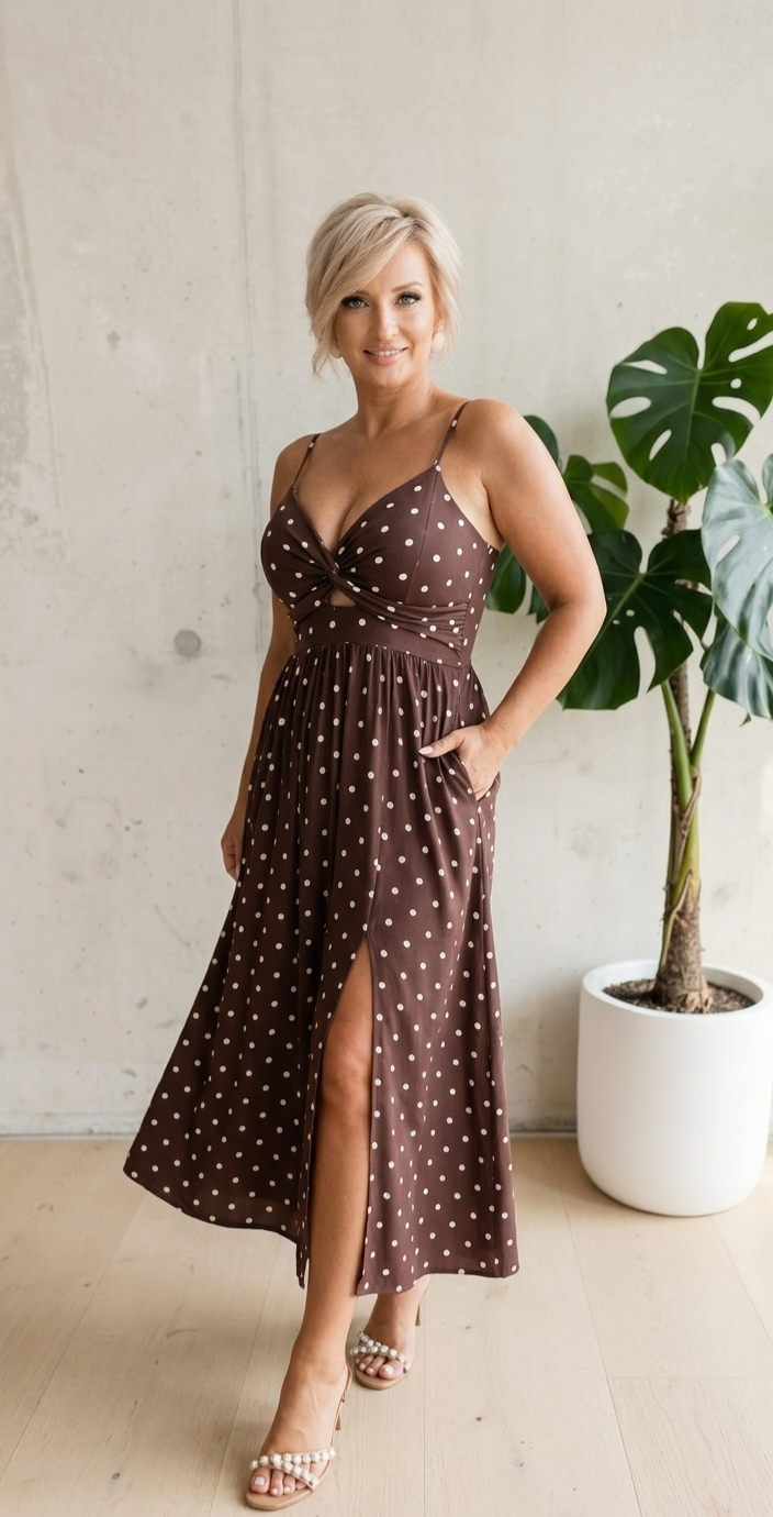 Elegantes Maxikleid mit Punkten