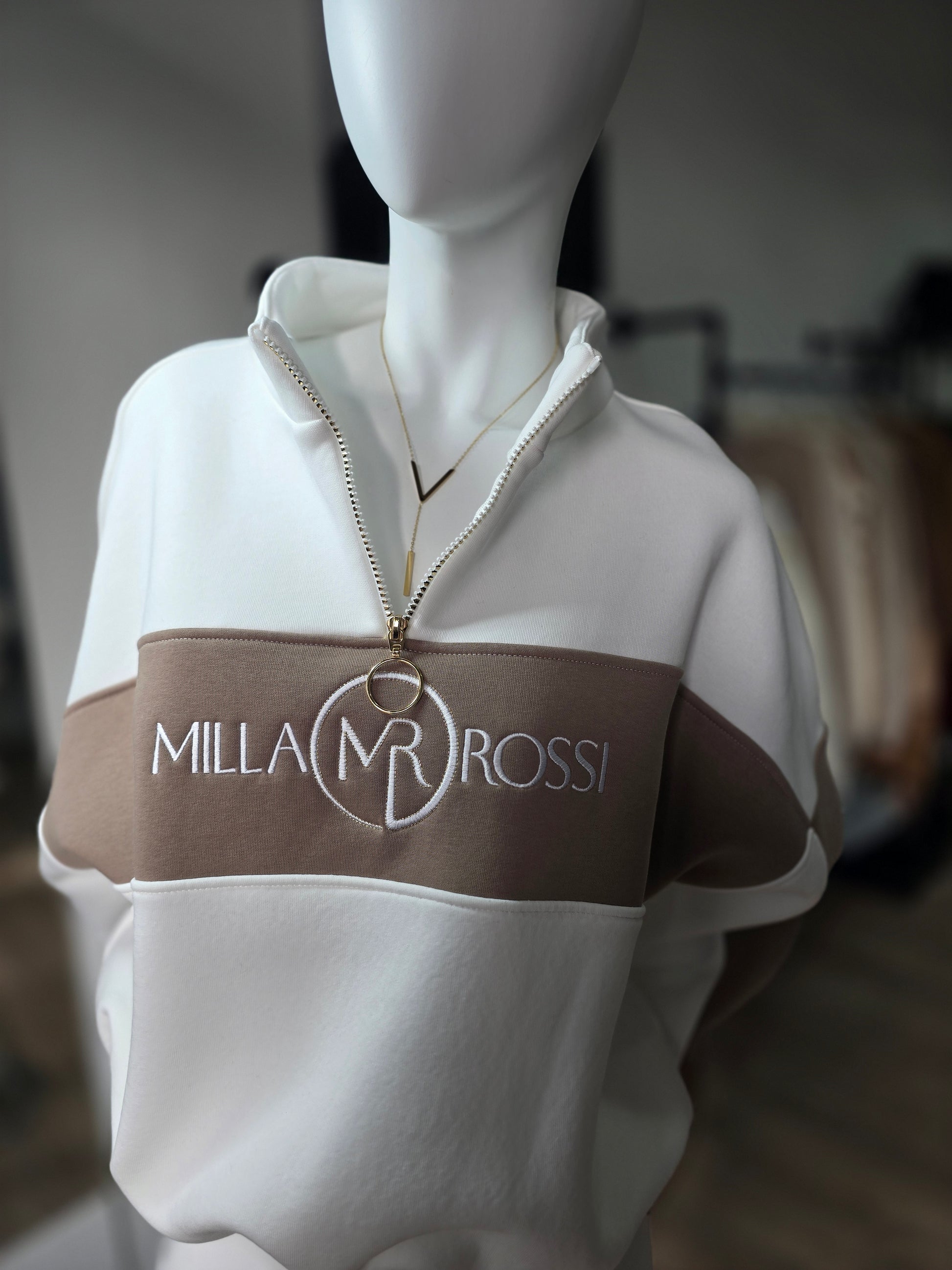 Damen Oversize Sweatshirt MILLA ROSSI mit Reißverschluss – UNI