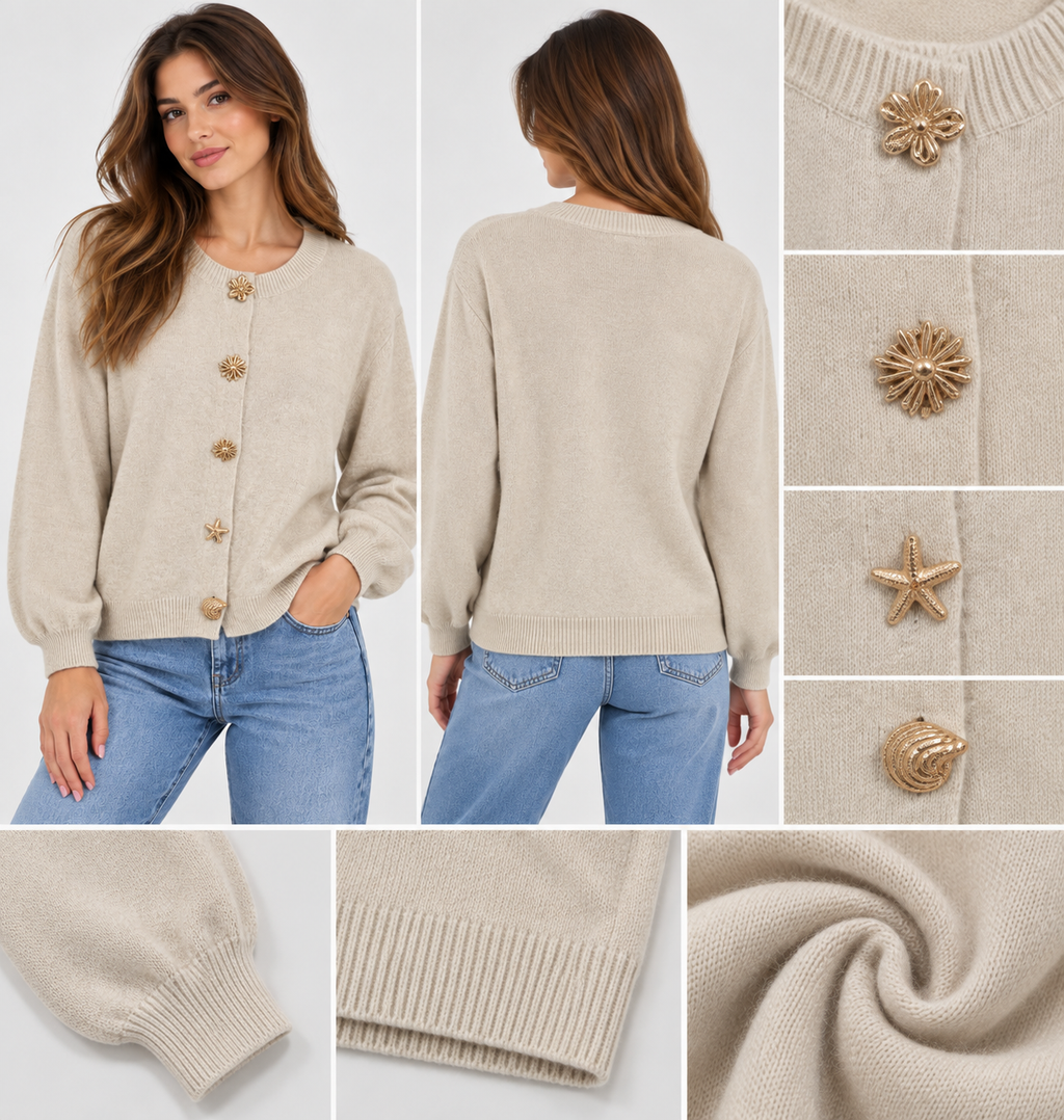 Elegante Strickjacke mit Schmuckknöpfen