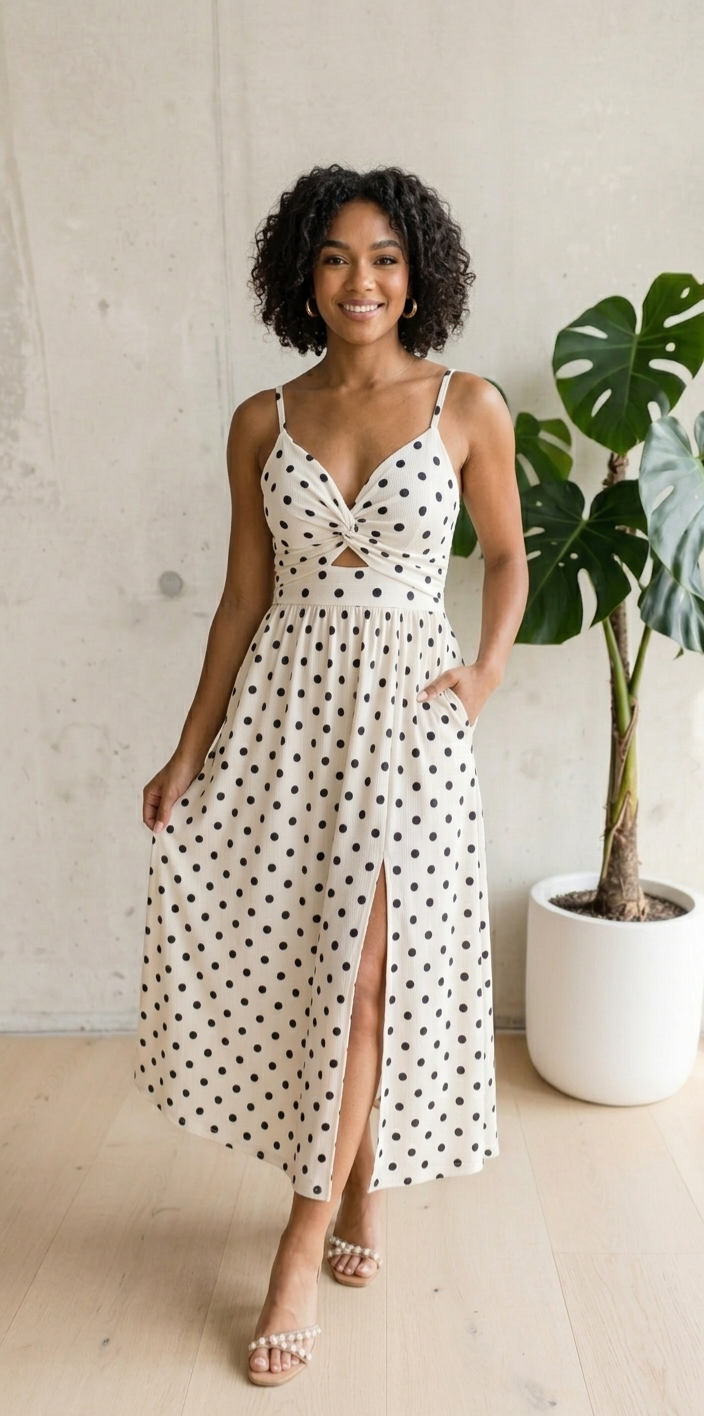 Elegantes Maxikleid mit Punkten