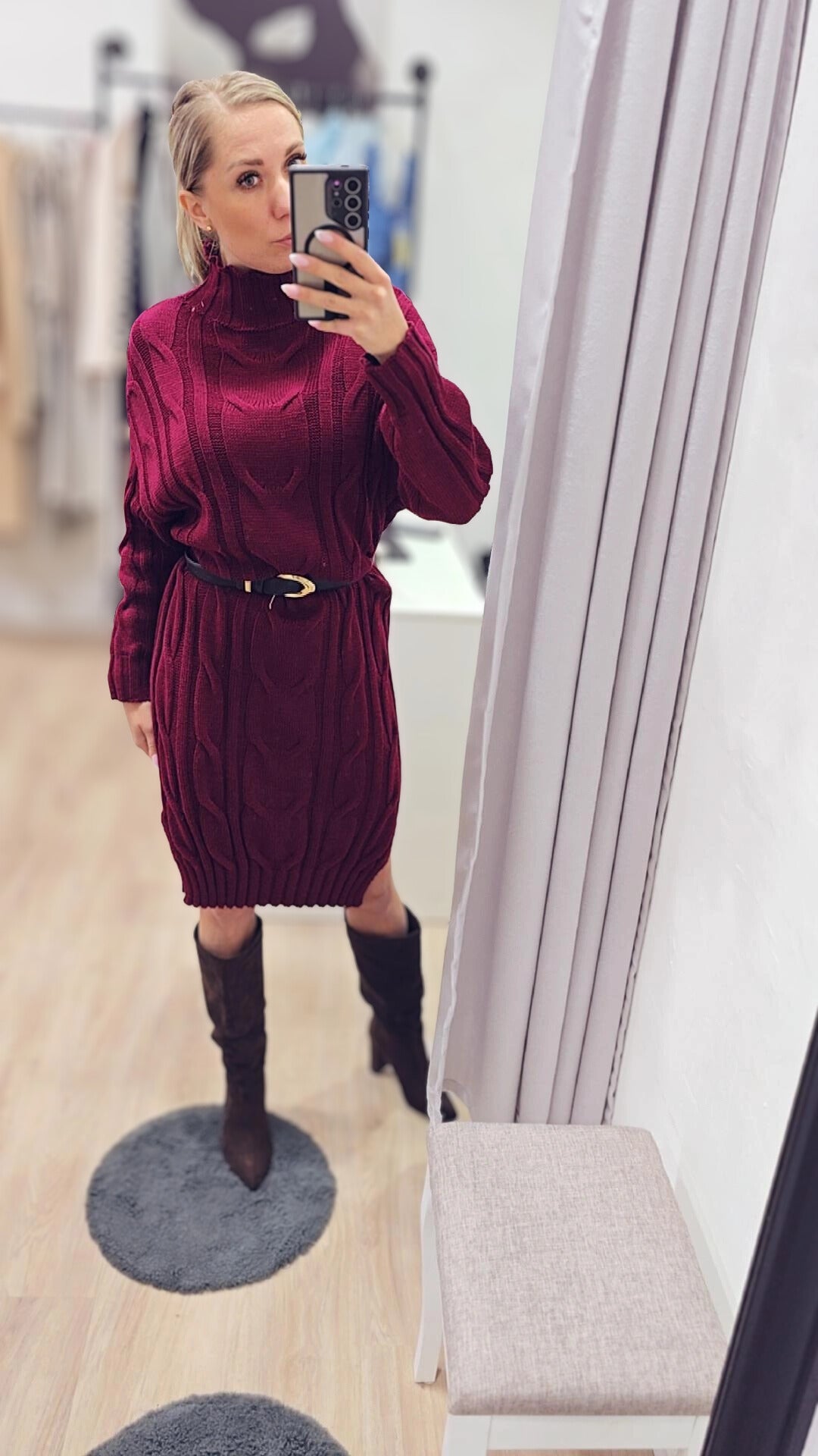 Strickkleid mit Zopfmuster – Einheitsgröße
