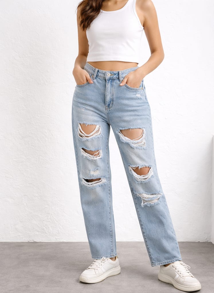 High Waist Flare Jeans „Retro Contrast“