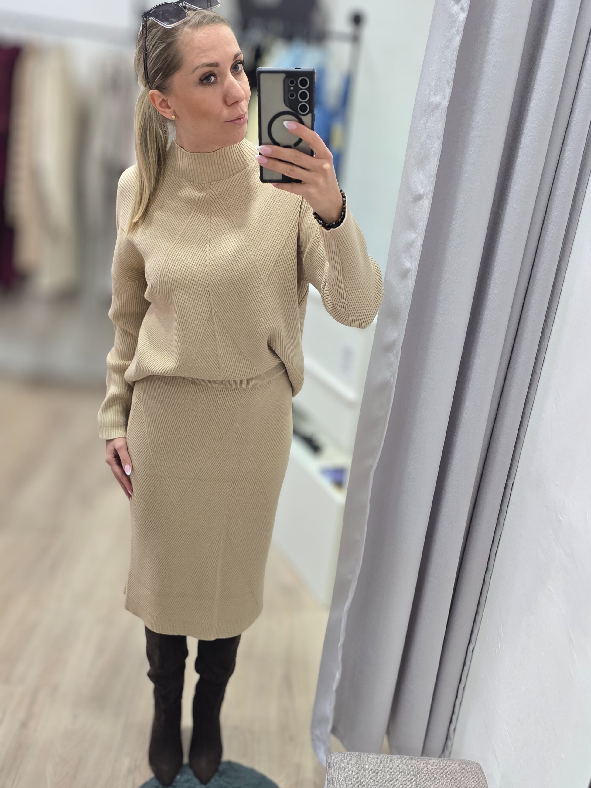 Strick-Set – Pullover & Rock | Einheitsgröße